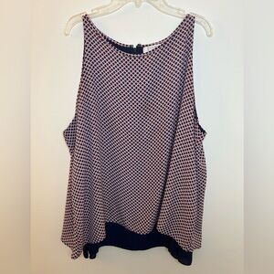 Navy and Orange Patterned Women's Top